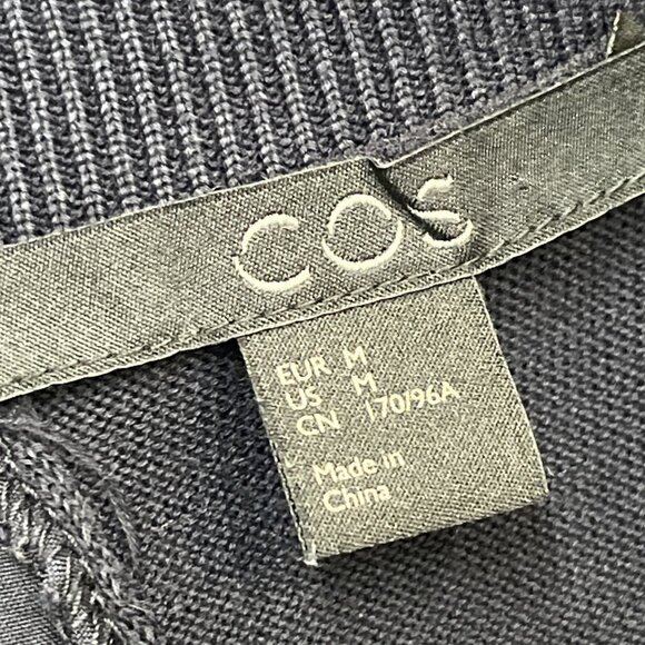 COS Dress Womens M Navy Blue Cotton Modal Blend‎ Asymmetric  Boxy Midi Lagenlook - Picture 3 of 6